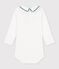 Baby-Body aus einfarbiger Baumwolle mit besticktem Kragen weiss