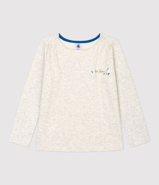 Langärmeliges Kinder-T-Shirt aus Baumwolle für Mädchen beige MONTELIMAR CHINE