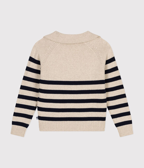 Damen-Pullover aus Wolle und Baumwolle weiss AVALANCHE/blau SMOKING
