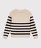 Damen-Pullover aus Wolle und Baumwolle weiss AVALANCHE/blau SMOKING