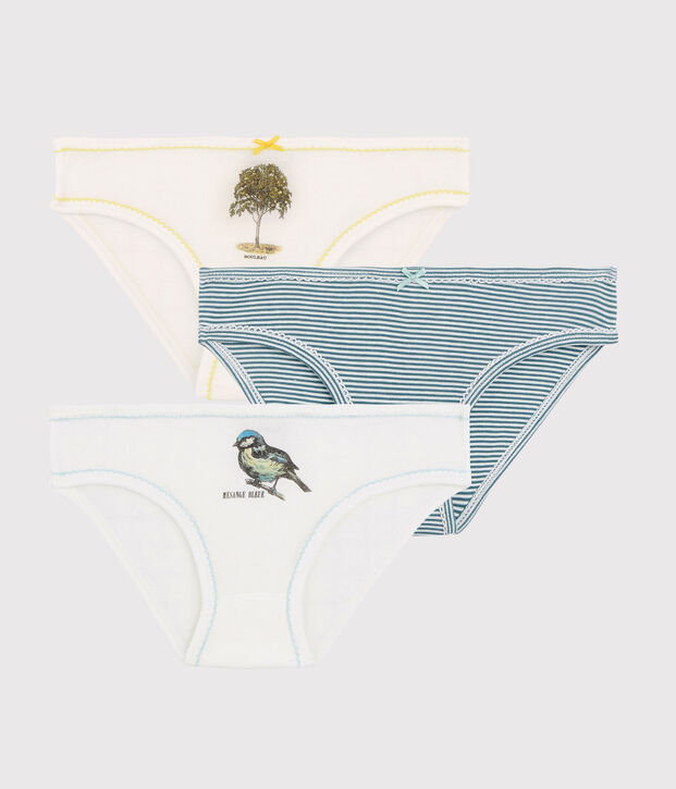 3er-Set Unterhosen aus Rippstrick f&uuml;r kleine M&auml;dchen Petit Bateau x Deyrolle vielfarbig