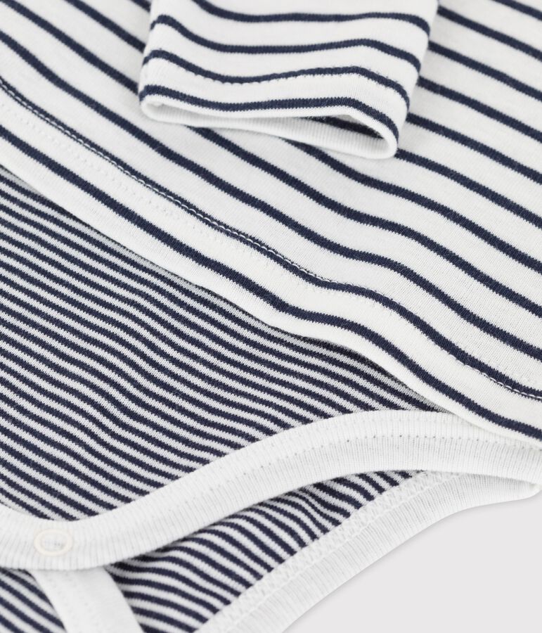 Baby-Body aus Bio-Baumwolle mit Streifen weiss/blau