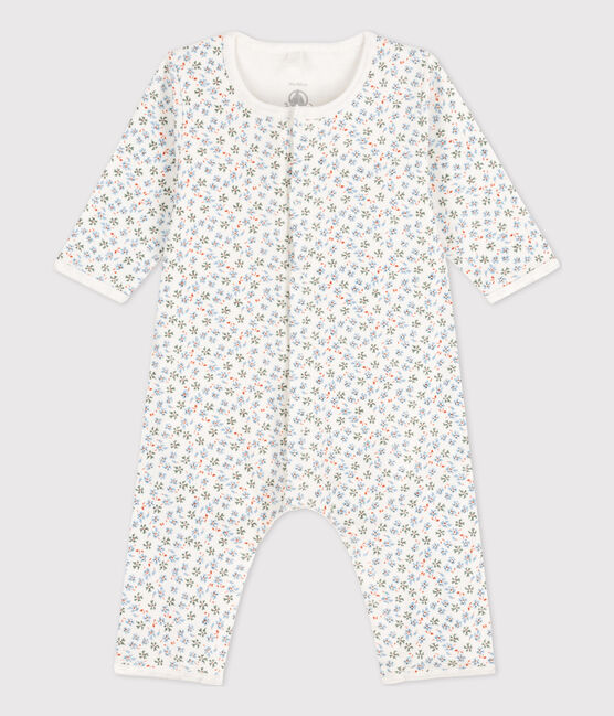 Bedruckter Baby-Bodyjama aus Baumwolle, ohne Füße weiss MARSHMALLOW/weiss MULTICO