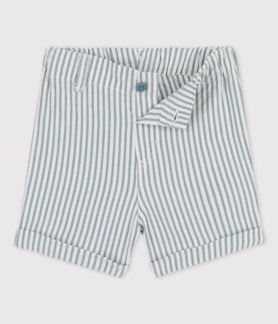 Gestreifte Baby-Shorts aus Seersucker blau BRUT/weiss MARSHMALLOW