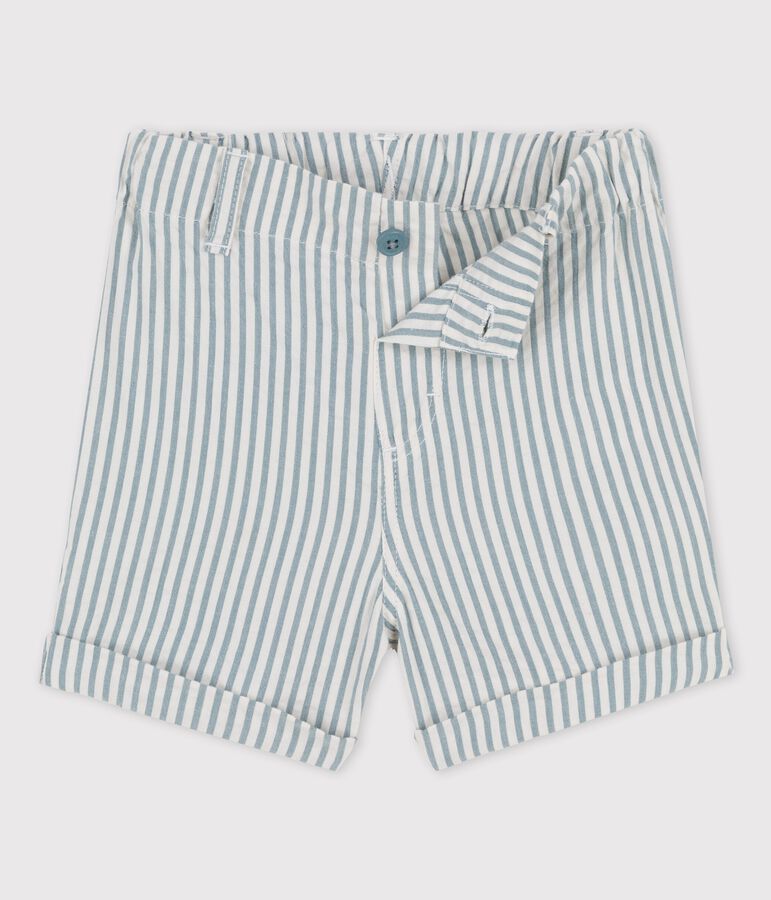 Gestreifte Baby-Shorts aus Seersucker gr&uuml;n/weiss
