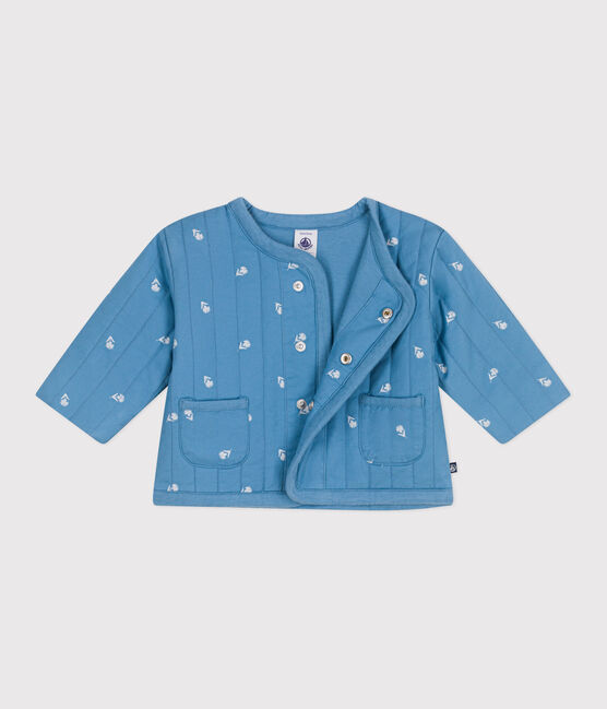 Baby-Jacke aus gesteppter Baumwolle mit Blümchenmuster blau ALASKA/weiss MARSHMALLOW