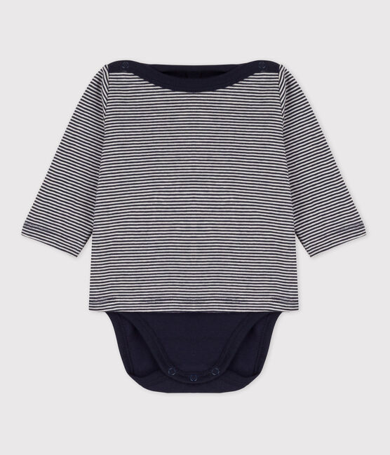 Body und T-Shirt aus Baumwolle für Babys blau SMOKING/weiss MARSHMALLOW