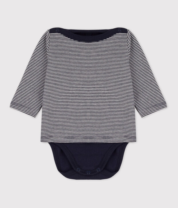 Body und T-Shirt aus Baumwolle f&uuml;r Babys blau/weiss