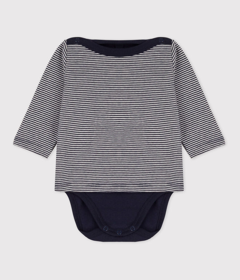 Body und T-Shirt aus Baumwolle f&uuml;r Babys blau/weiss