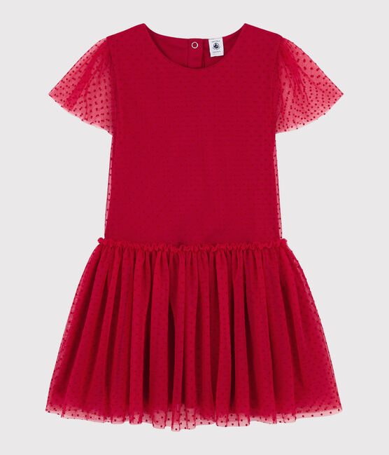 Kurzärmeliges Kinderkleid für Mädchen rot TERKUIT