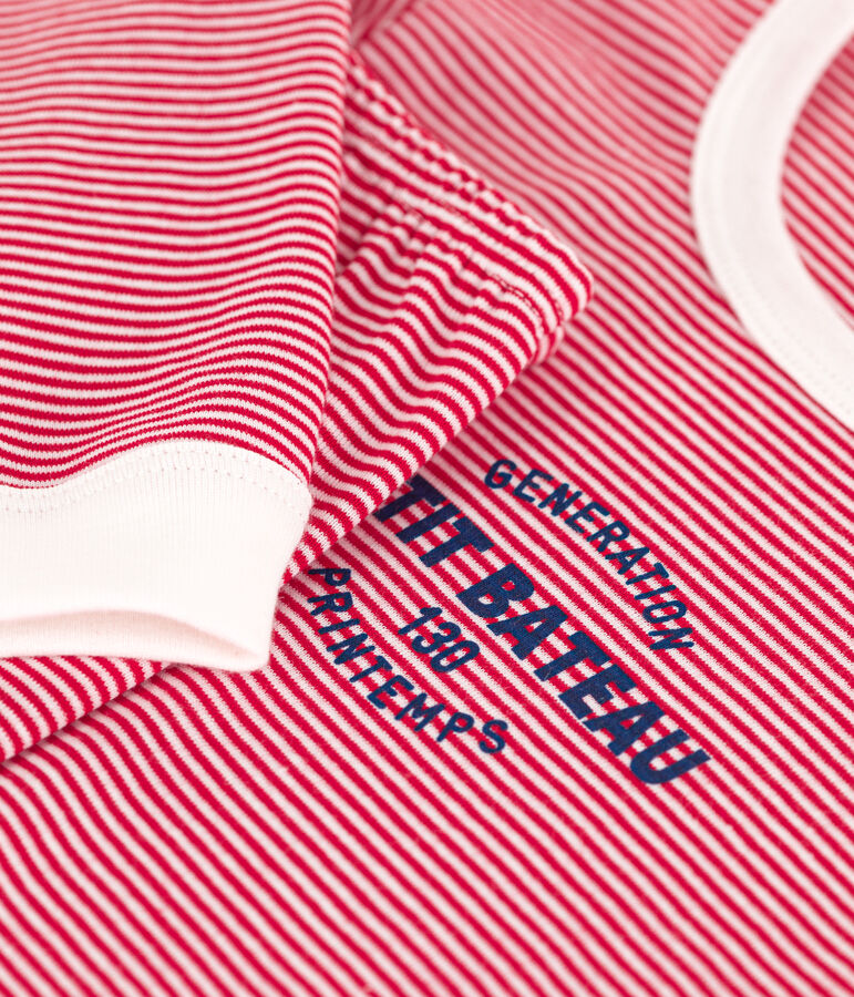 Kinderpyjama aus Baumwolle mit Ringelstreifen rot/weiss