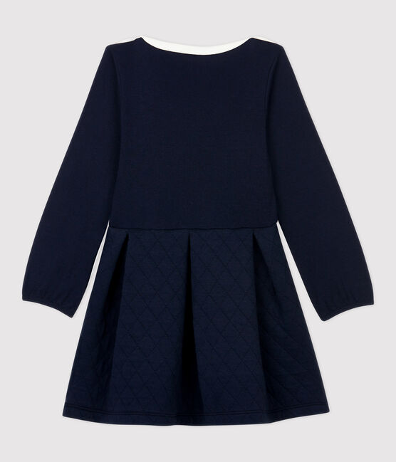 Langärmeliges Kinderkleid für Mädchen blau SMOKING