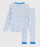 Kinderpyjama aus Doppeljersey mit blauen Sternchen für Jungen weiss MARSHMALLOW/weiss MULTICO