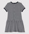 Kurzärmeliges Baby-Kleid aus 2x2-Rippstrick für Mädchen blau SMOKING/weiss MARSHMALLOW