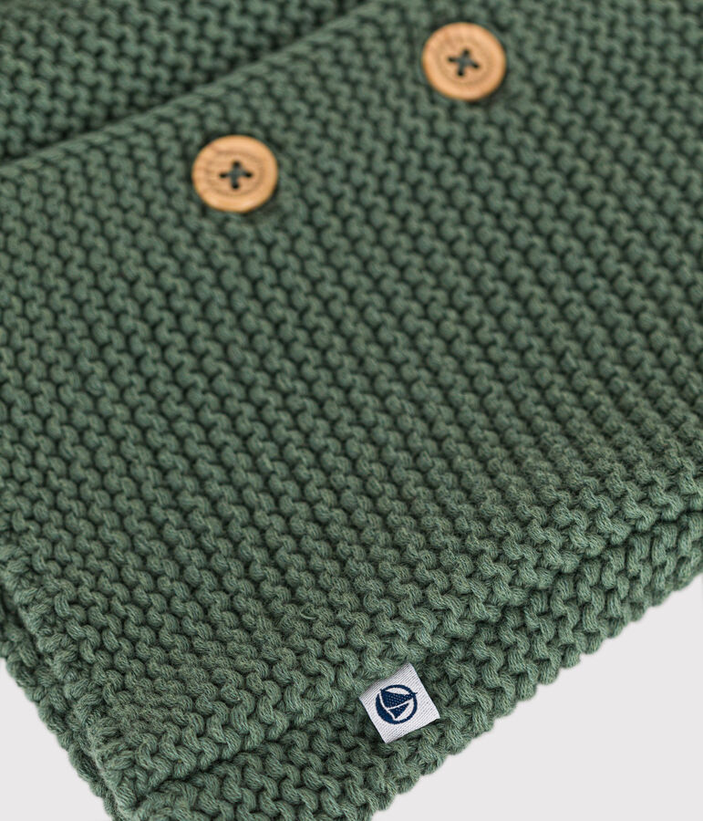 Baby-Cardigan kraus rechts gestrickt gr&uuml;n