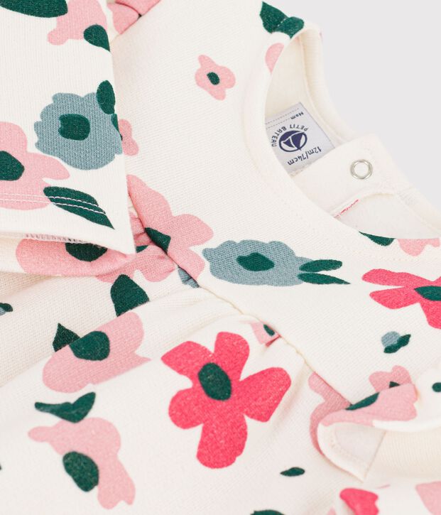 Lang&auml;rmeliges Baby-Kleid aus Baumwolle mit Blumenmuster naturfarben/vielfarbig