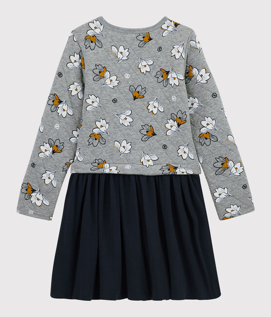 Langärmeliges Kinderkleid für Mädchen grau SUBWAY/weiss MULTICO