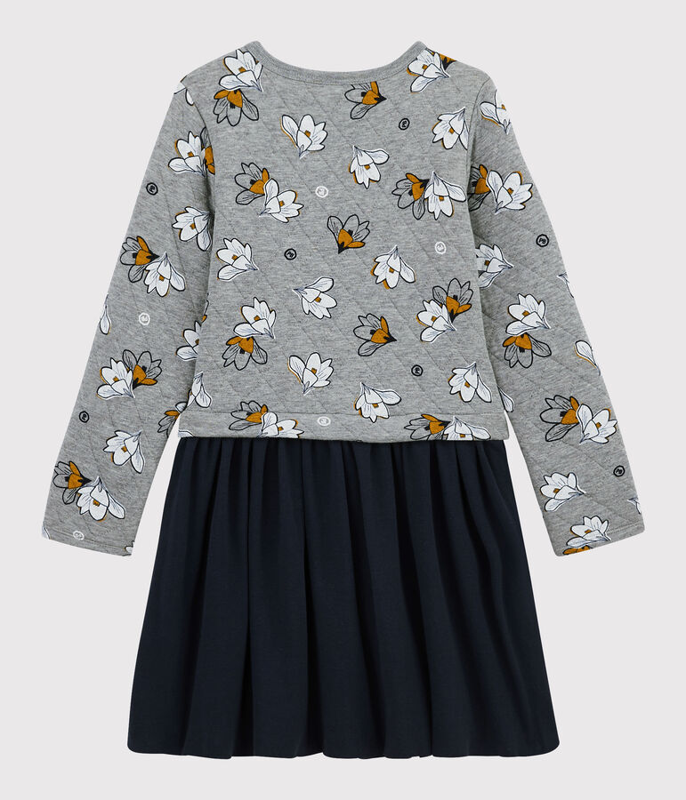 Lang&auml;rmeliges Kinderkleid f&uuml;r M&auml;dchen grau SUBWAY/weiss MULTICO