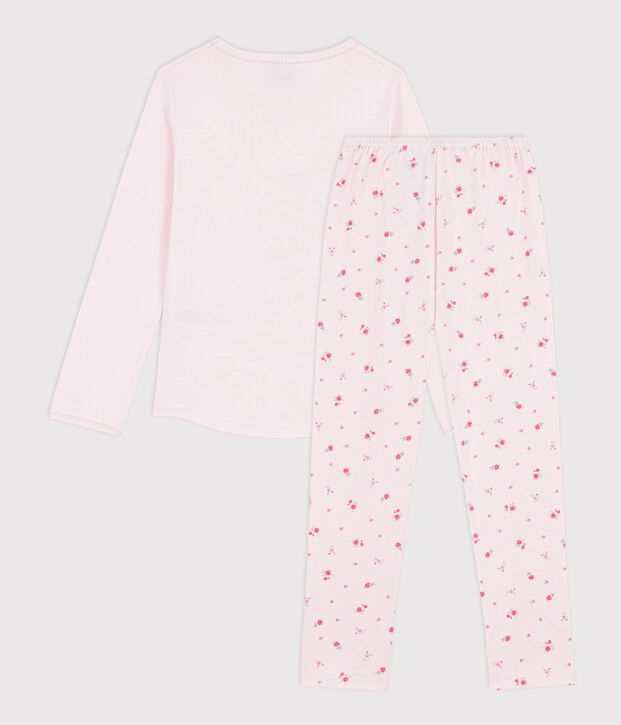 Kinder-Pyjama aus Baumwolle mit Blumenmotiv rosa/vielfarbig