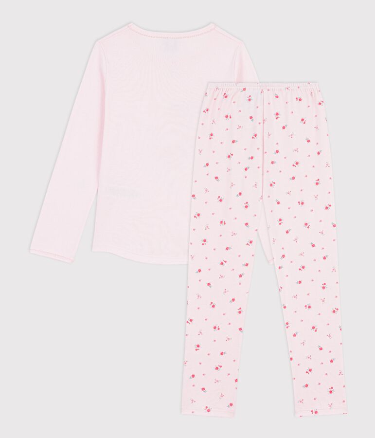 Kinder-Pyjama aus Baumwolle mit Blumenmotiv rosa/vielfarbig