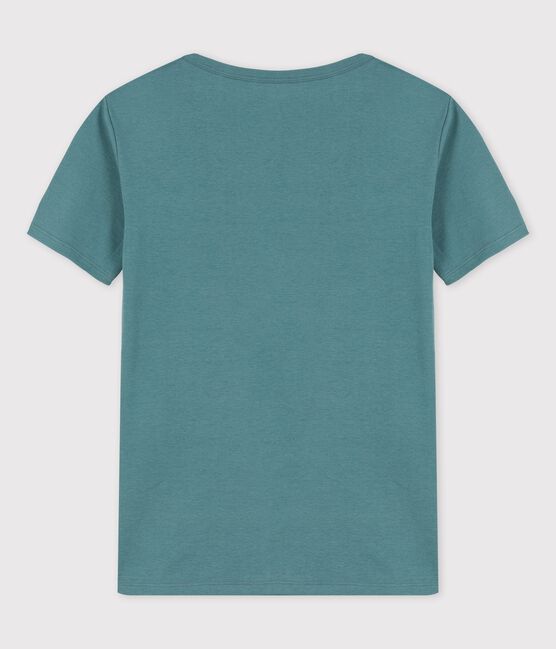 Eng anliegendes T-Shirt mit V-Ausschnitt aus Baumwolle für Damen grün BRUT