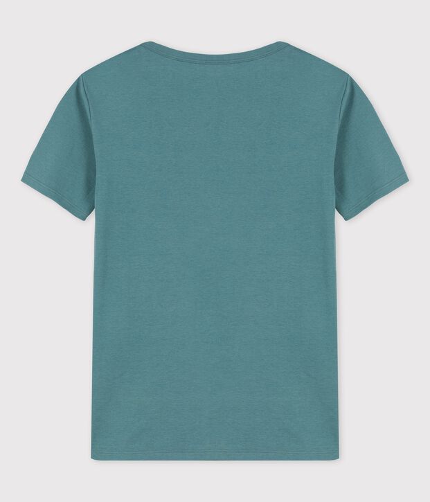 Eng anliegendes T-Shirt mit V-Ausschnitt aus Baumwolle f&uuml;r Damen gr&uuml;n