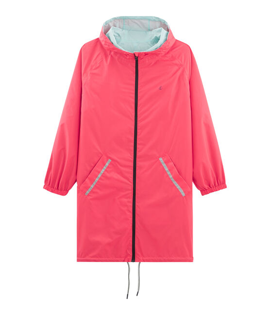 Lange winddichte wendejackedamen rosa GROSEILLER/blau CRYSTAL