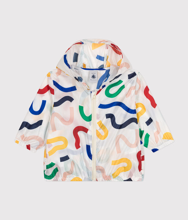 Baby-Windjacke aus recyceltem Polyester mit UV-Schutz weiss/vielfarbig