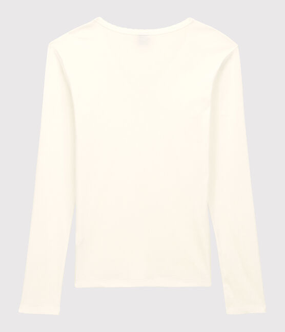 Damen-T-Shirt L’ICONIQUE aus Baumwolle mit Mäusezähnchen weiss ECUME