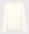 Damen-T-Shirt L’ICONIQUE aus Baumwolle mit Mäusezähnchen weiss ECUME