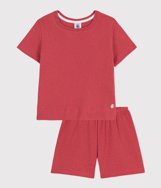 Kinder-Kurzpyjama aus Ajour-Baumwolle für Mädchen rosa PAPI