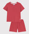 Kinder-Kurzpyjama aus Ajour-Baumwolle für Mädchen rosa PAPI
