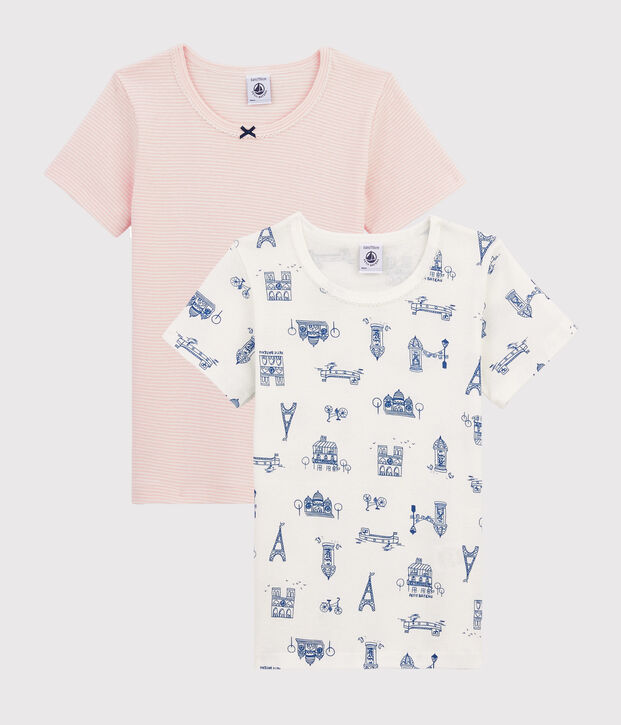 2er-Set kurz&auml;rmlige T-Shirts mit Paris-Print f&uuml;r kleine M&auml;dchen vielfarbig