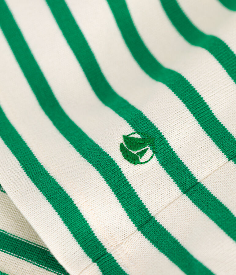Gekn&ouml;pftes Matrosenshirt aus Baumwolle Damen naturfarben/gr&uuml;n