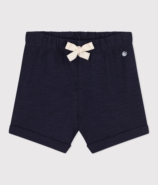 Baby-Shorts aus einfarbigem geflammtem Jersey blau SMOKING