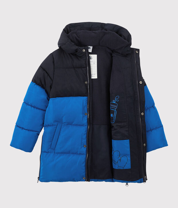 Lange, gef&uuml;tterte Kinder-Winterjacke f&uuml;r M&auml;dchen / Jungen blau/blau