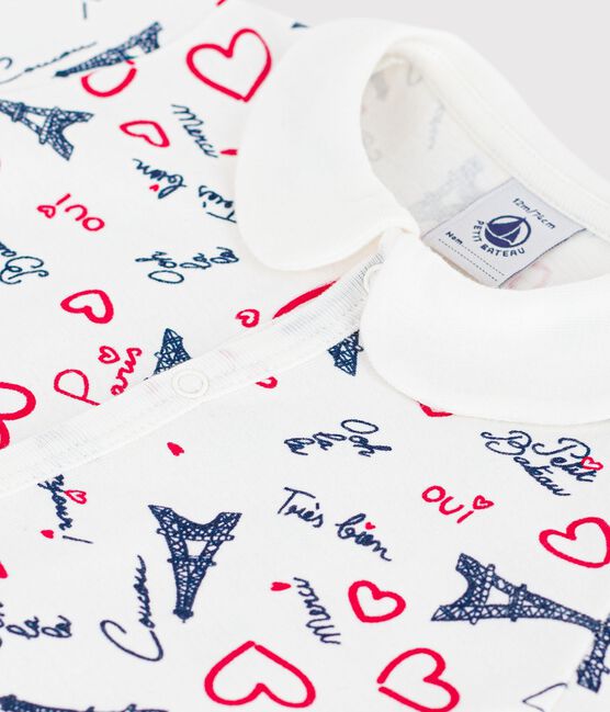 Baby-Kurzoverall mit Paris-Motiv am Kragen weiss MARSHMALLOW/weiss MULTICO