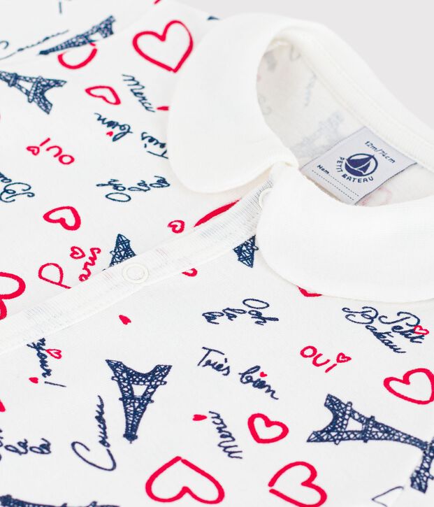 Baby-Kurzoverall mit Paris-Motiv am Kragen weiss/vielfarbig