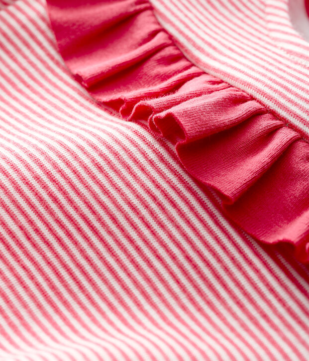 Lang&auml;rmelige Baby-Bluse f&uuml;r M&auml;dchen rosa/weiss