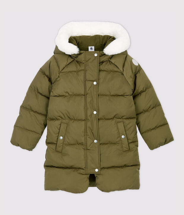 Lange, gef&uuml;tterte Kinder-Winterjacke f&uuml;r M&auml;dchen gr&uuml;n