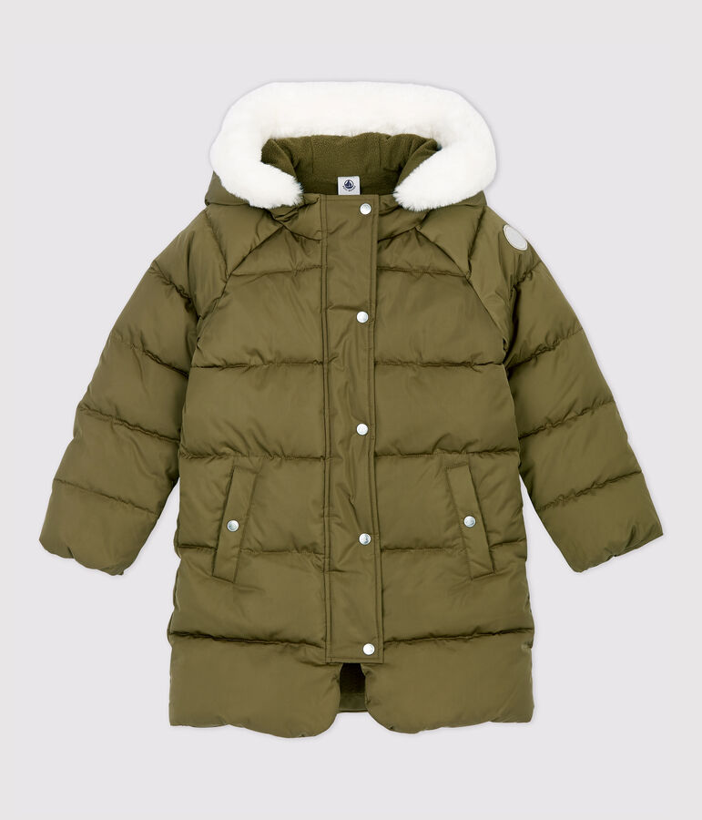 Lange, gef&uuml;tterte Kinder-Winterjacke f&uuml;r M&auml;dchen gr&uuml;n