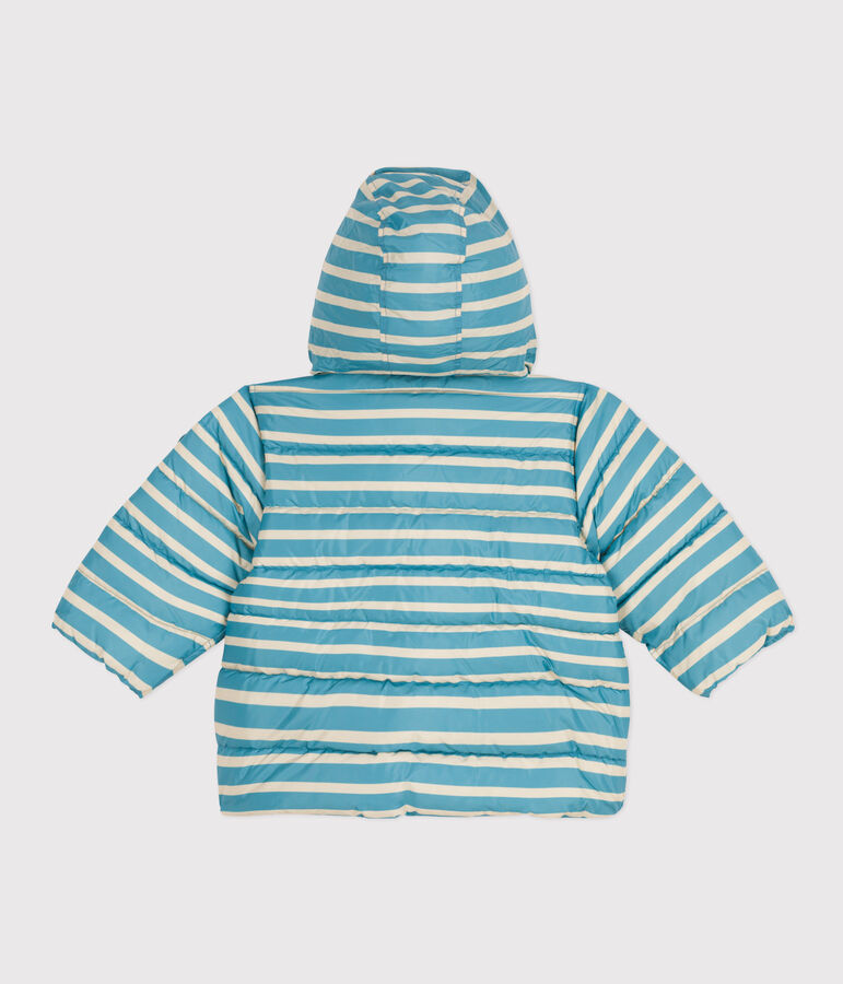 Gestreifter Baby-Anorak mit einziehbarer Kapuze blau AZUL/weiss AVALANCHE
