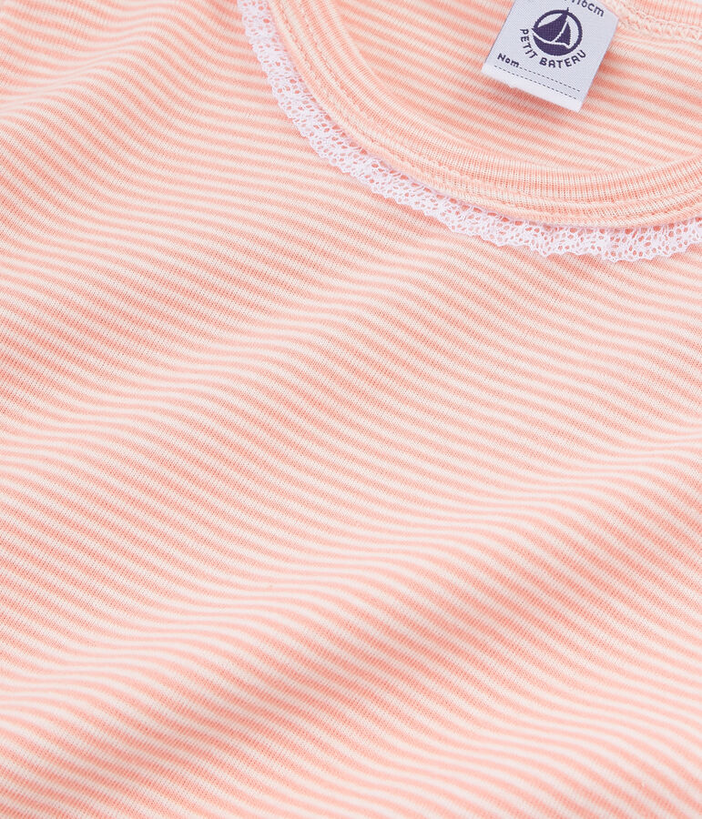 Kurz&auml;rmeliger Rippstrick-Pyjama f&uuml;r kleine M&auml;dchen rosa/weiss