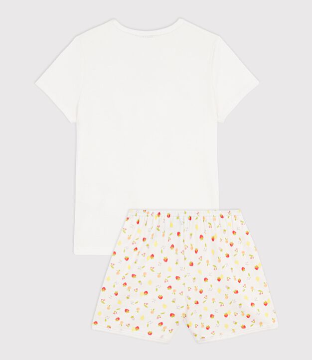Kinder-Kurzpyjama aus Baumwolle mit Fruchtmotiv weiss/vielfarbig