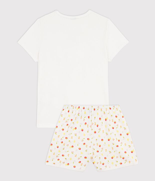 Kinder-Kurzpyjama aus Baumwolle mit Fruchtmotiv weiss/vielfarbig