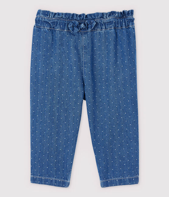 Baby-Hose aus hellem Denim mit Polka-Dot-Muster Mädchen blau DENIM CLAIR