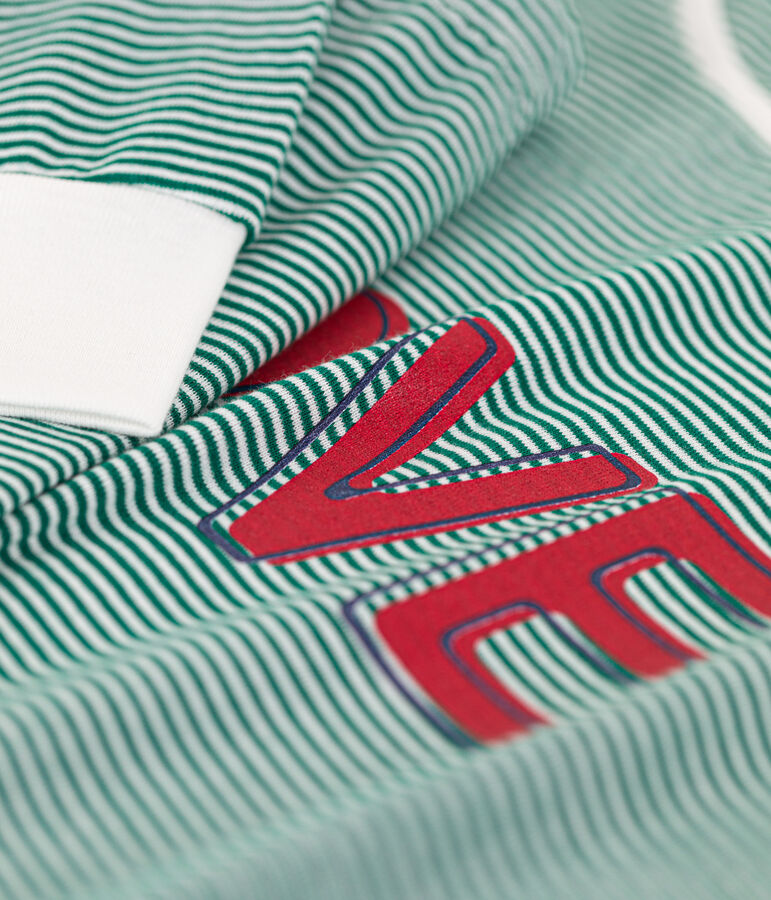 Pyjama aus Baumwolle mit Ringelstreifen f&uuml;r Damen gr&uuml;n/weiss