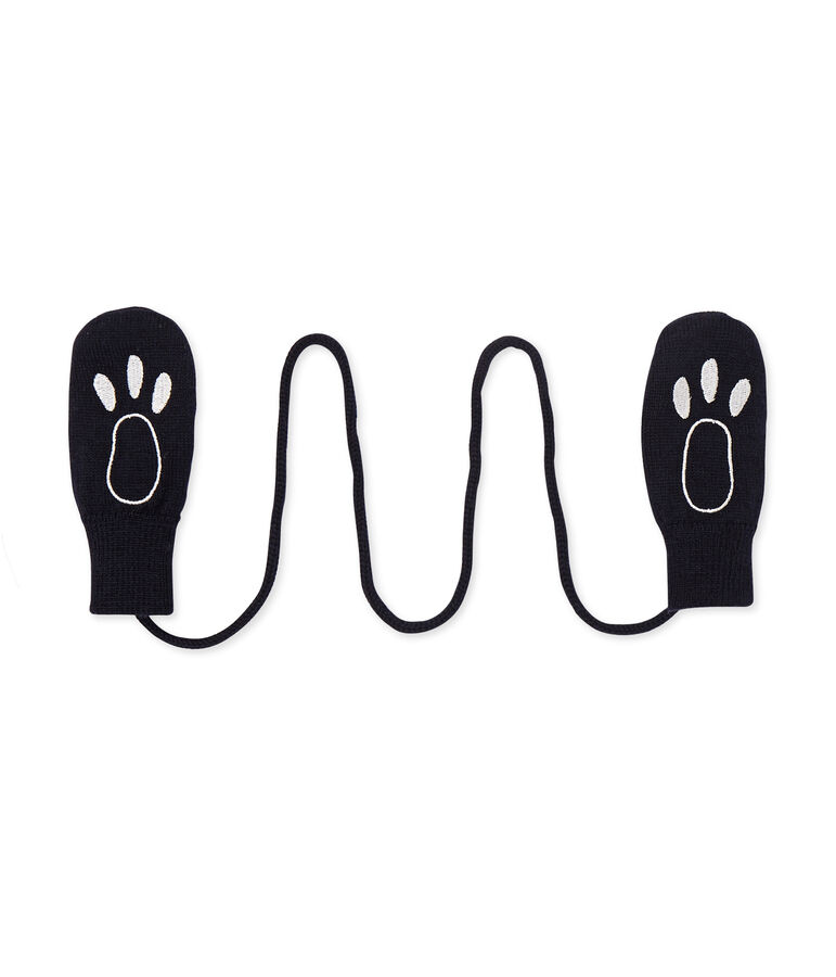 Baby-M&auml;dchen-F&auml;ustlinge aus Jersey mit Wollanteil blau