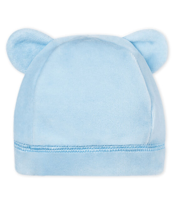 Baby-mütze für neugeborene unisex aus samt blau FRAICHEUR