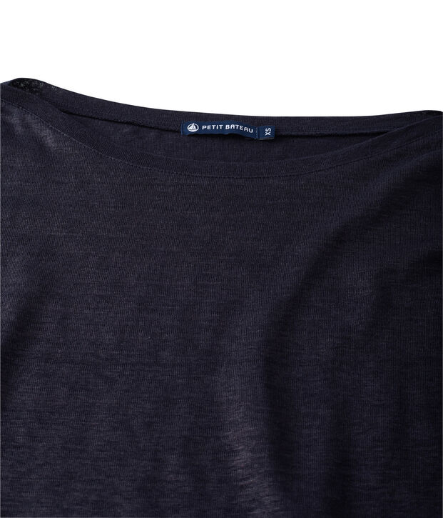 Damen-Langarmshirt aus beschichtetem Leinen blau/blau